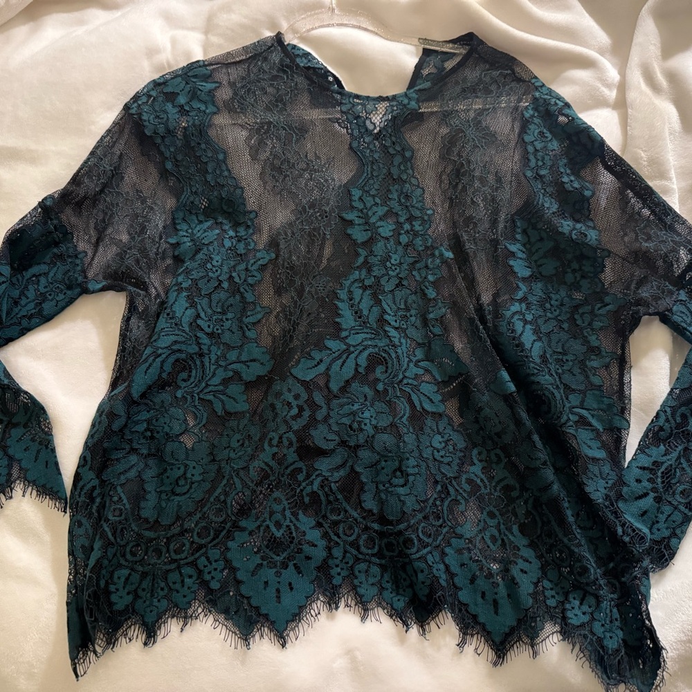 Elegant Teal Lace Blouse